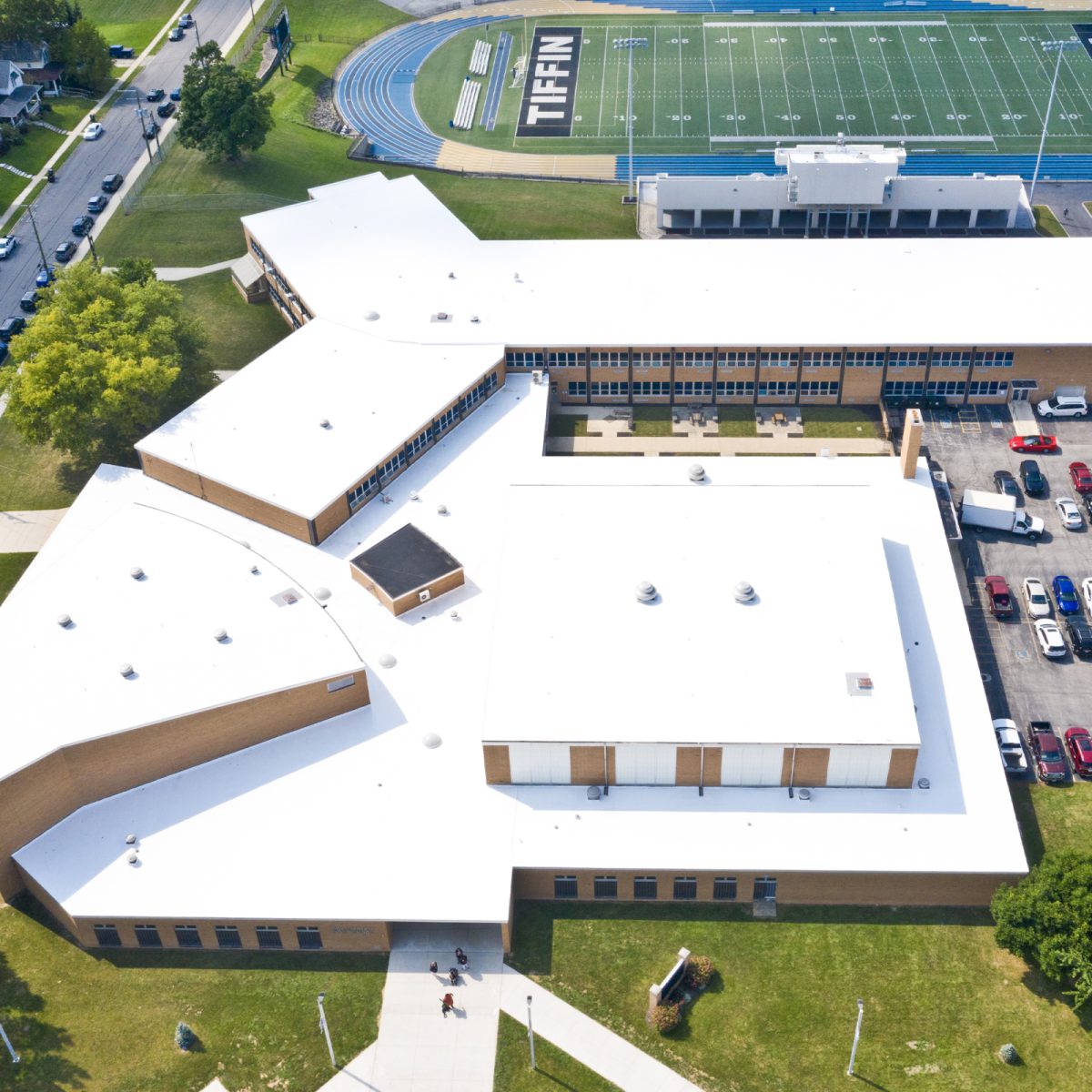 Tiffin Middle School roof after SPF