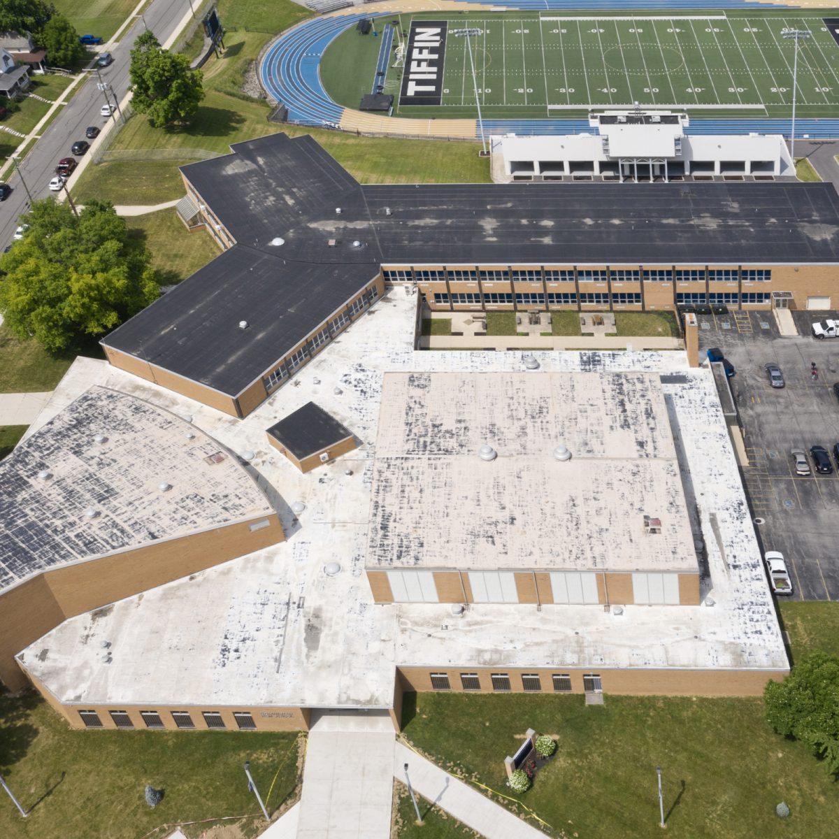 Tiffin Middle School roof before SPF